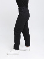 Джинсы женские утепленные черные на флисе МОМ 3256