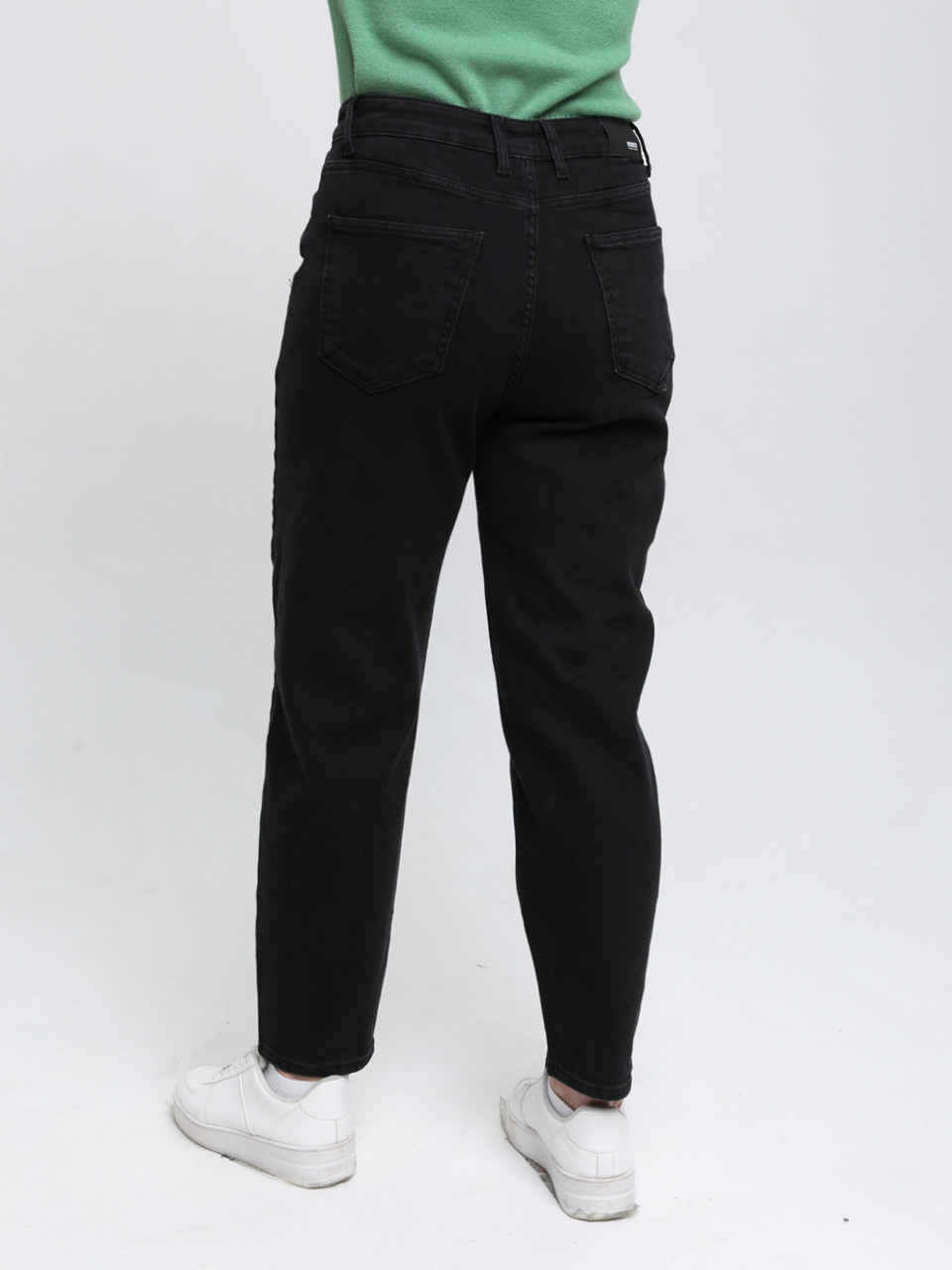 Джинси жіночі чорні утеплені на флісі МОМ великі розміри 3257-B