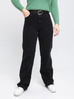 Джинси жіночі чорні утеплені на флісі широкі 3289-063