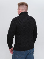 Свитер мужской черный шерстяной вязанный с горлом 230-658-4