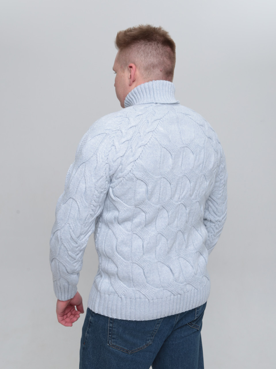 Светр чоловічий блакитний вовняний зимовий з горлом 230-675-5