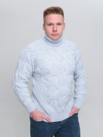 Светр чоловічий блакитний вовняний зимовий з горлом 230-675-5