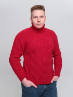 Светр чоловічий червоний зимовий вовняний з горлом 230-519-8