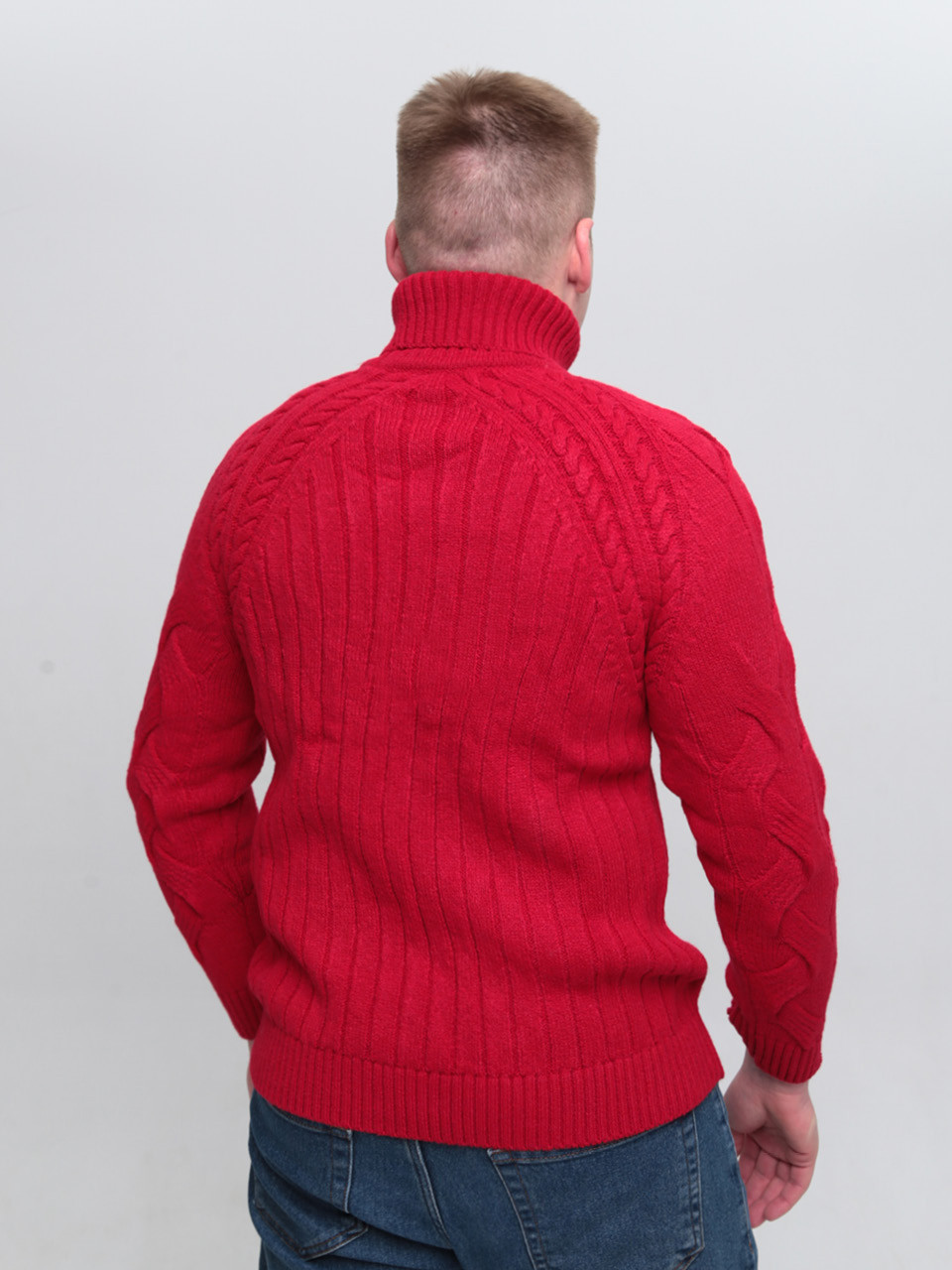Светр чоловічий червоний зимовий вовняний з горлом 230-519-8