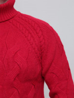 Светр чоловічий червоний зимовий вовняний з горлом 230-519-8