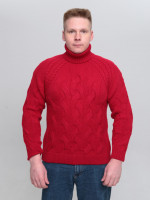 Светр чоловічий червоний зимовий вовняний з горлом 230-519-8