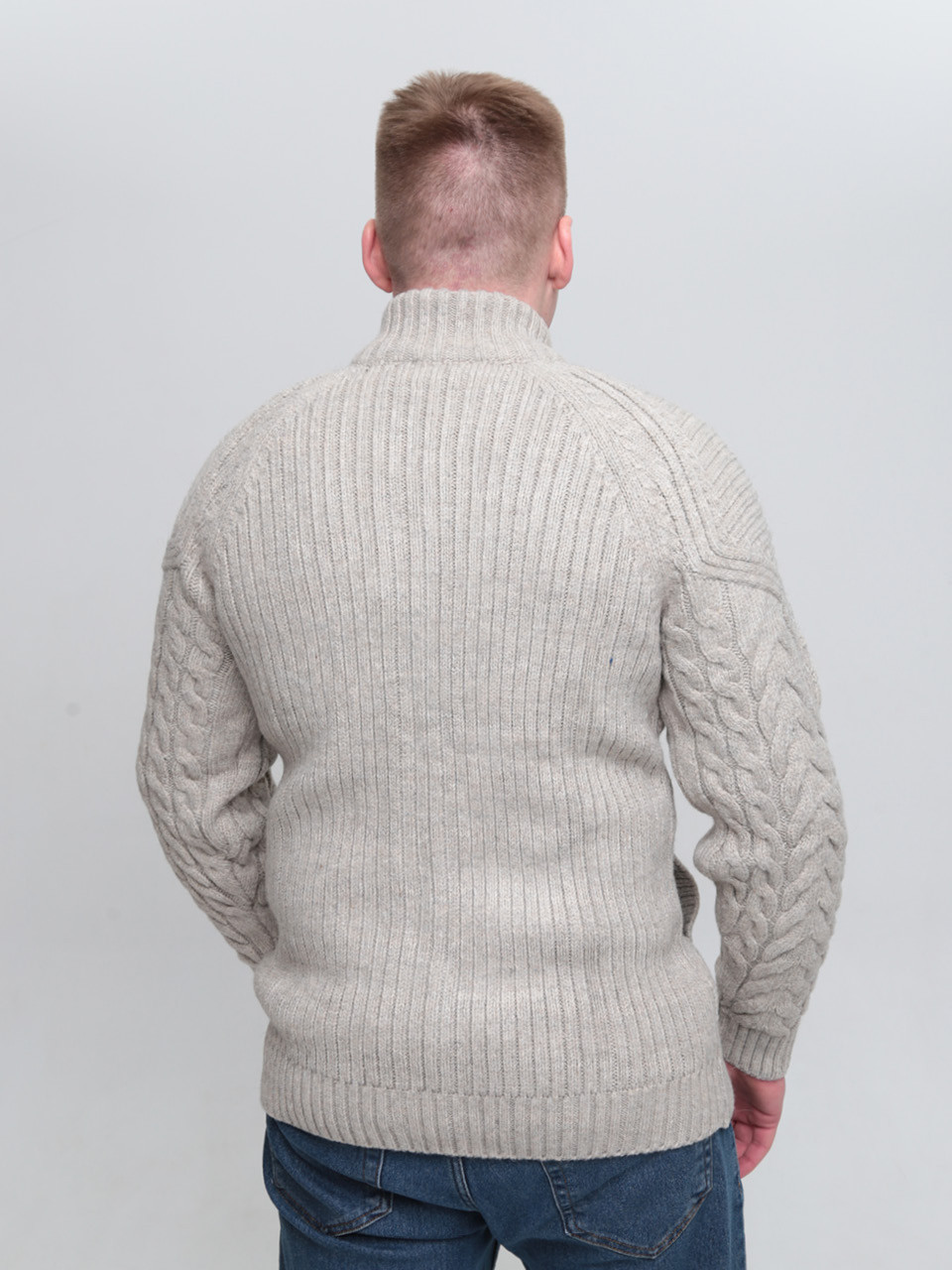 Светр чоловічий бежевий зимовий вовняний з горлом 230-321-5