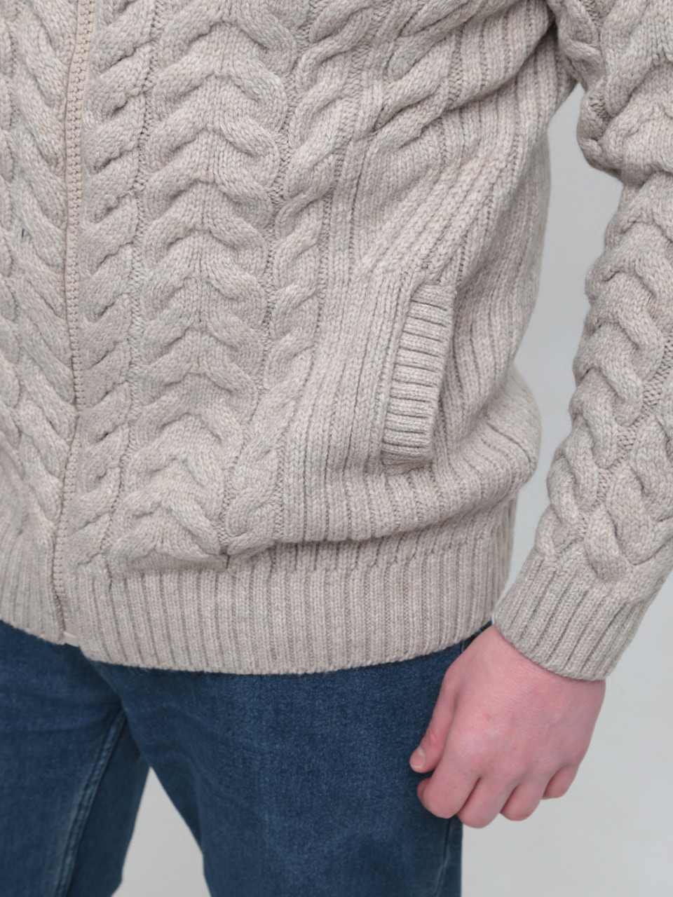 Светр чоловічий бежевий зимовий вовняний з горлом 230-321-5