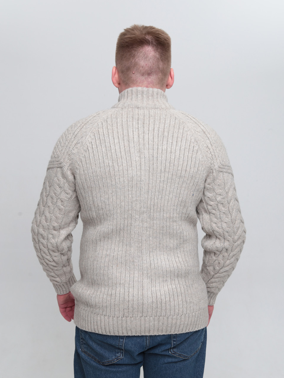 Светр чоловічий бежевий зимовий вовняний з горлом 230-321-5