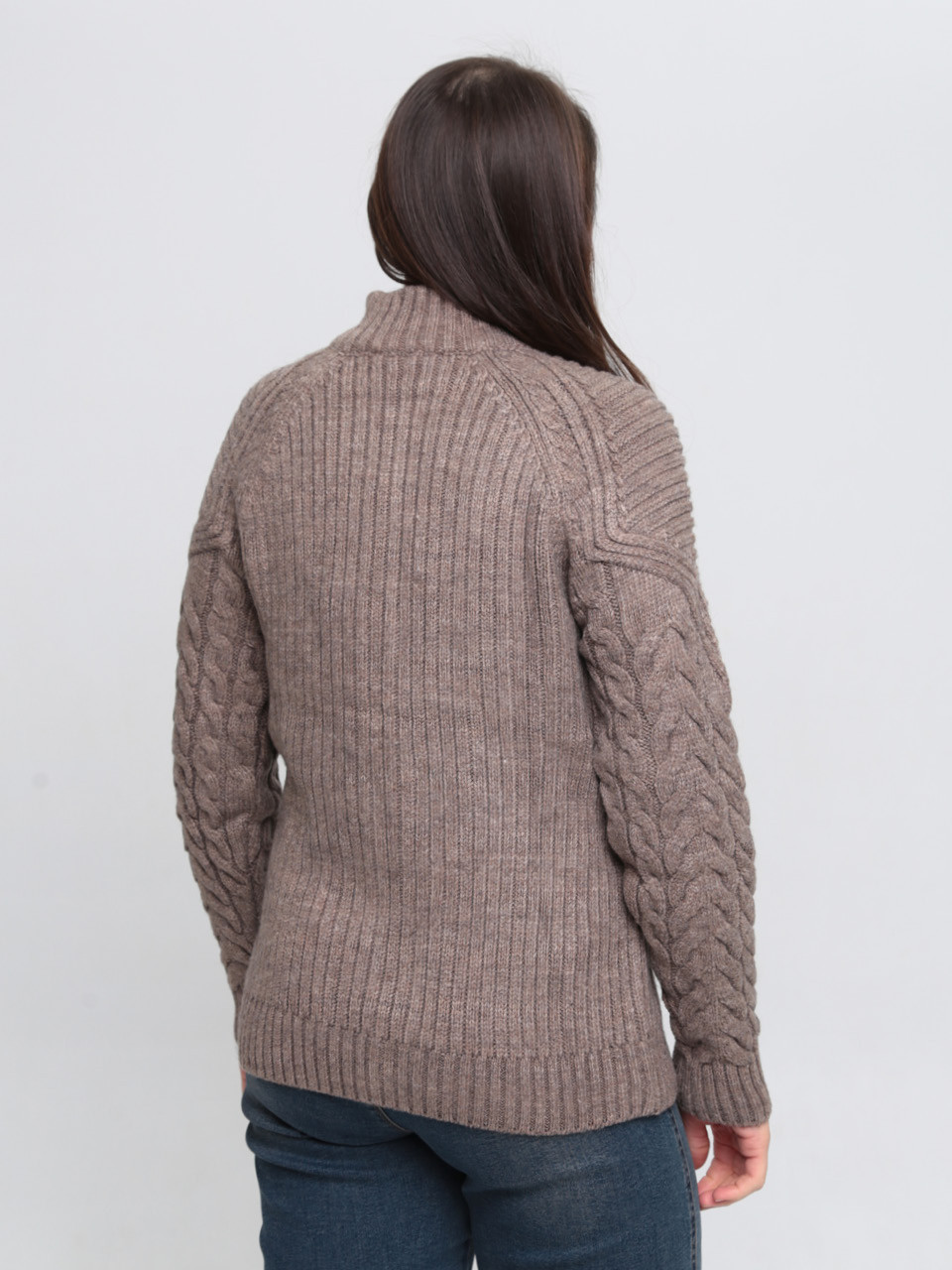 Светр жіночий бежевий зимовий вовняний на блискавці 230-321-3