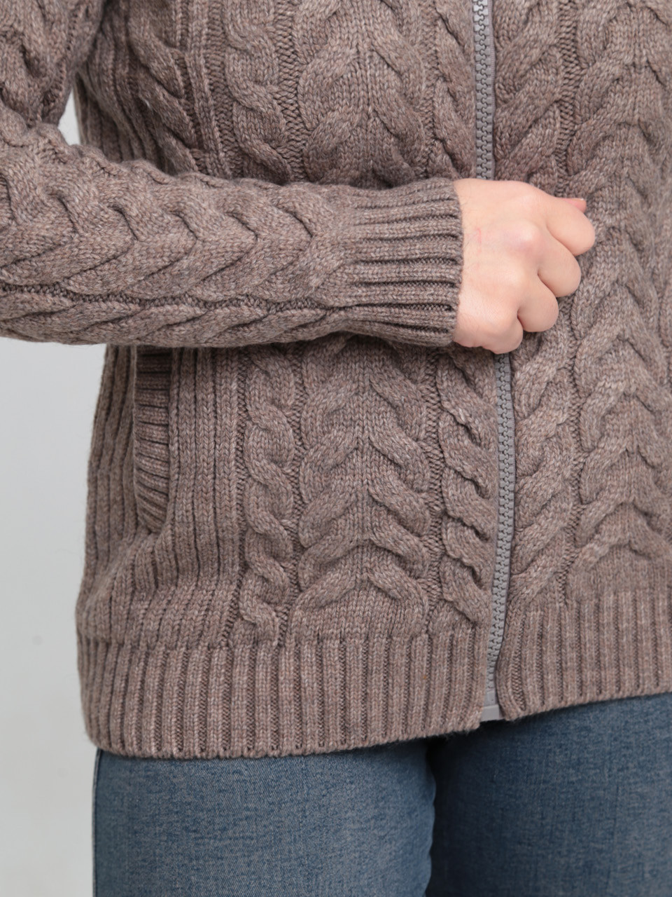 Светр жіночий бежевий зимовий вовняний на блискавці 230-321-3