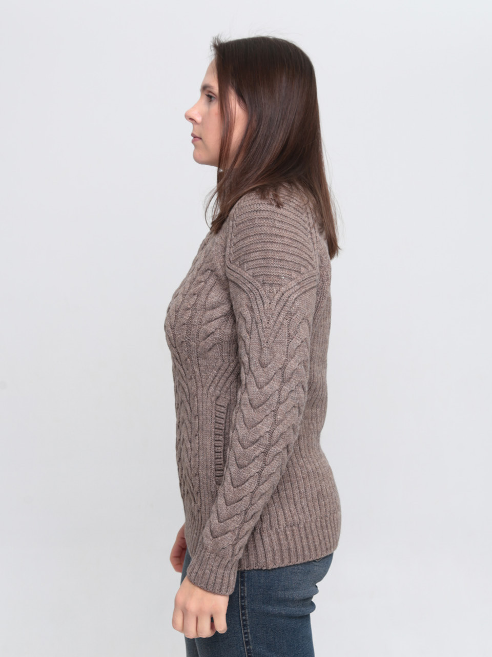 Светр жіночий бежевий зимовий вовняний на блискавці 230-321-3