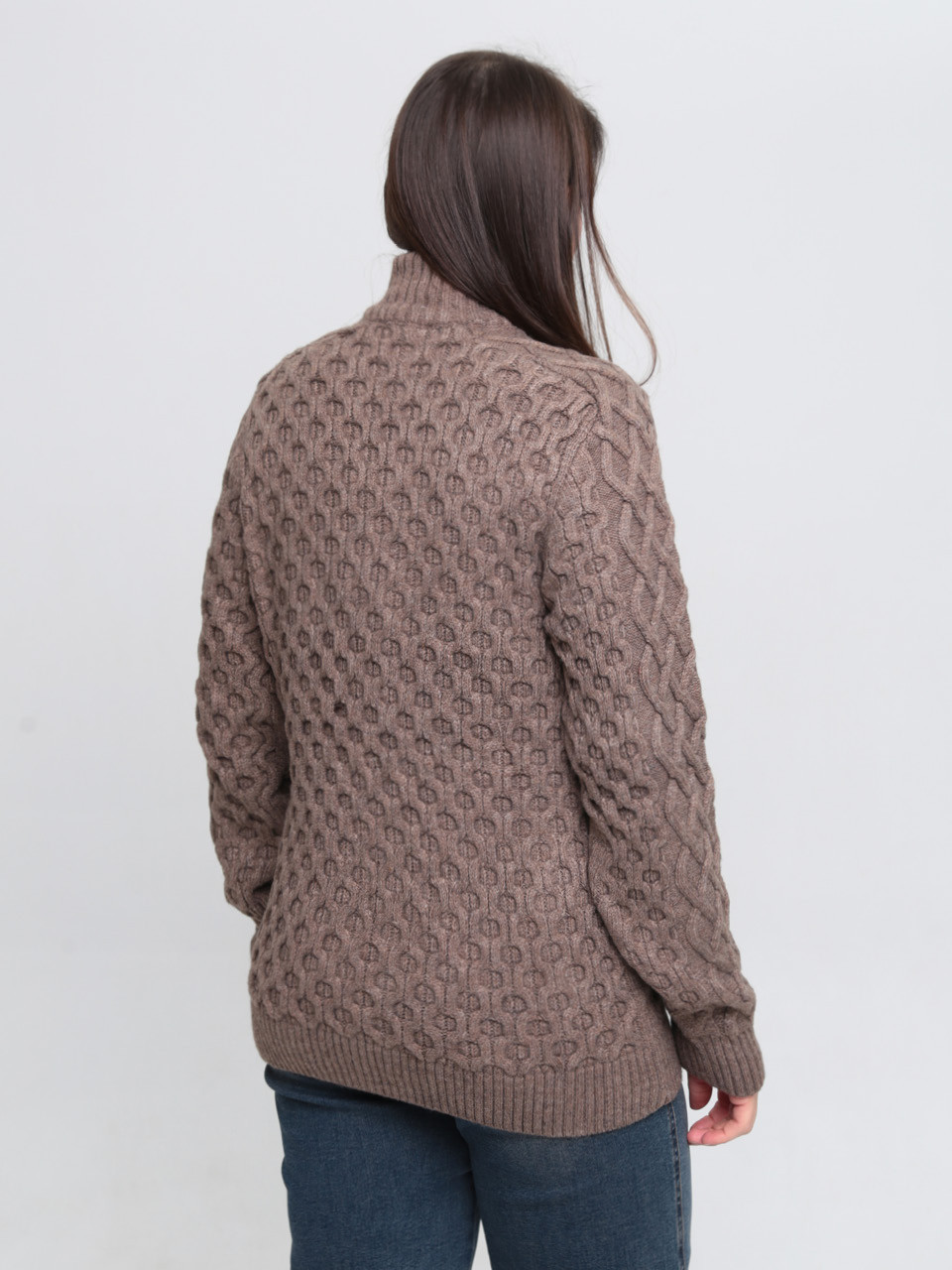 Светр жіночий бежевий зимовий вовняний на блискавці 230-644-3