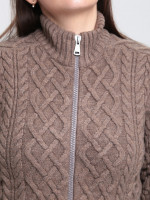 Светр жіночий бежевий зимовий вовняний на блискавці 230-644-3
