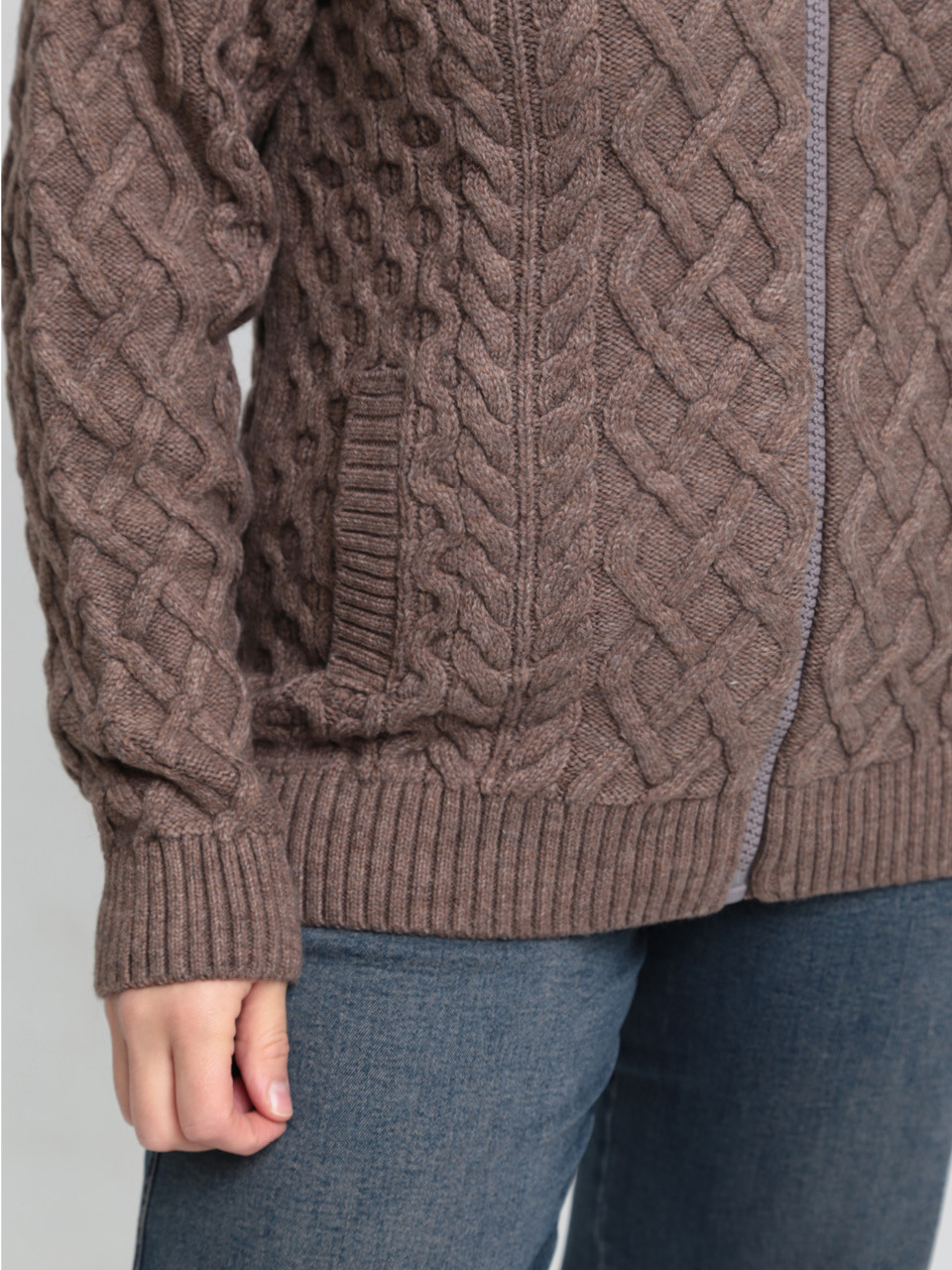 Светр жіночий бежевий зимовий вовняний на блискавці 230-644-3