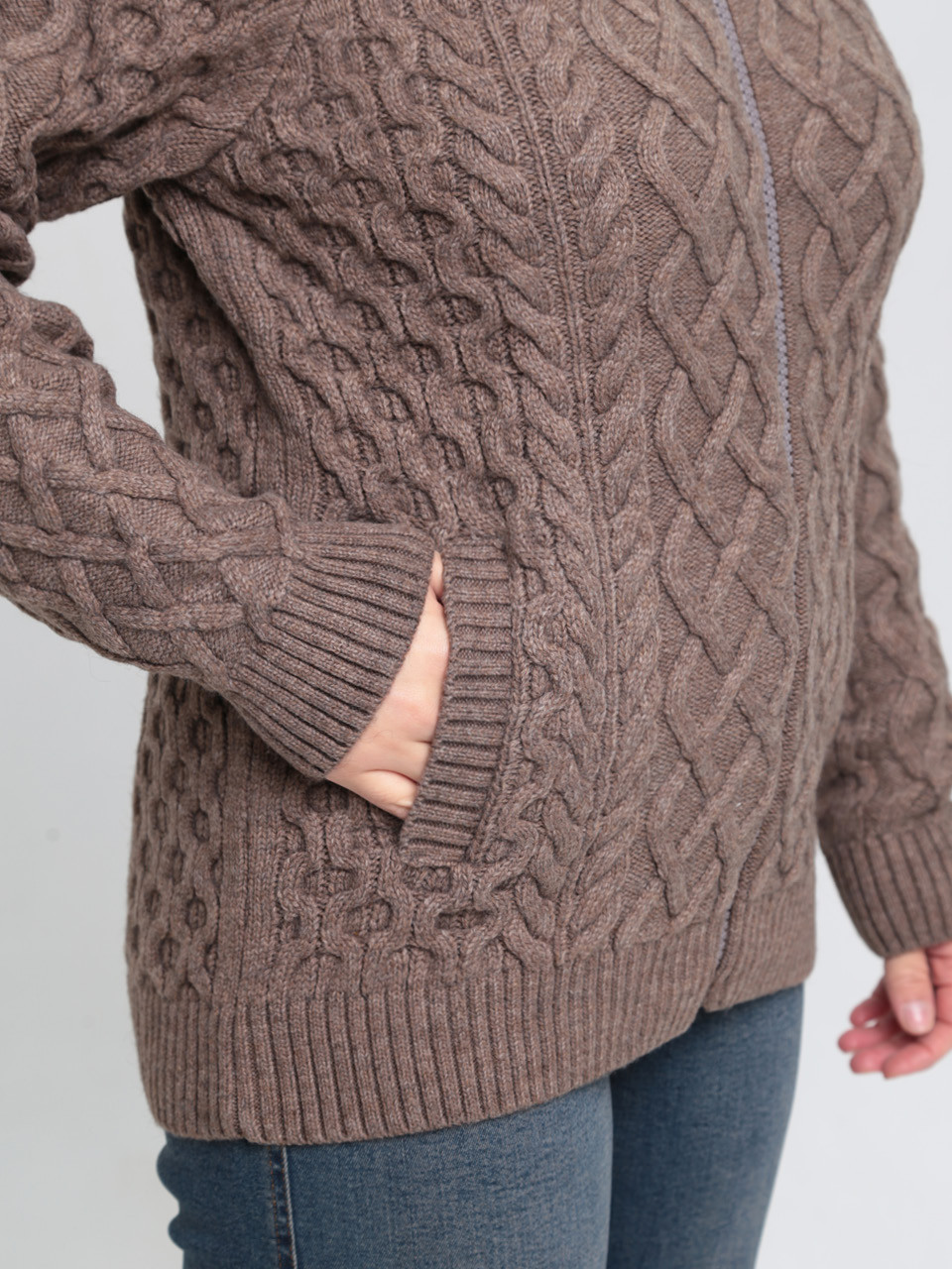 Светр жіночий бежевий зимовий вовняний на блискавці 230-644-3