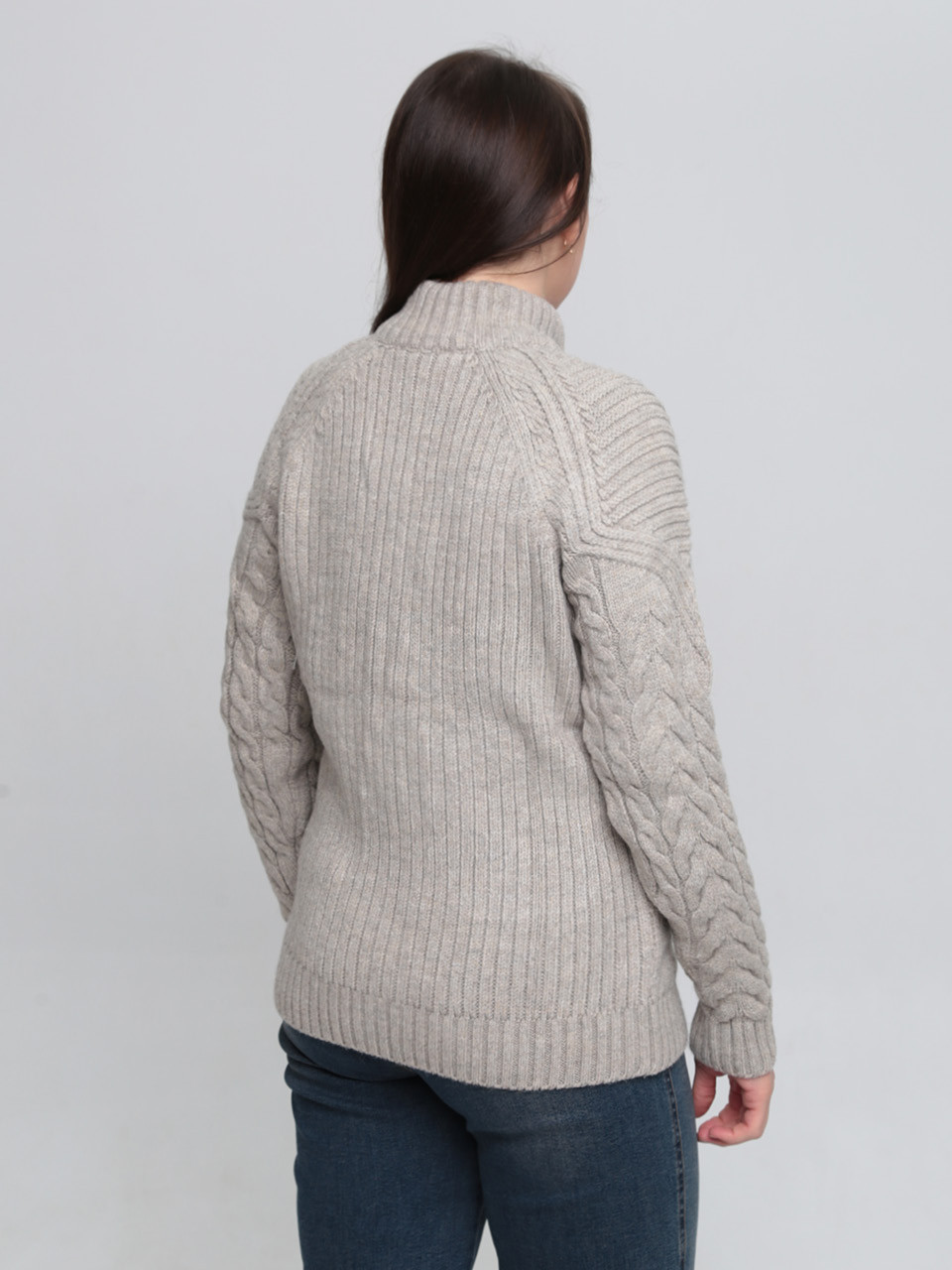 Светр жіночий світло-бежевий вовняний зимовий на блискавці 230-321-5