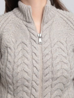 Светр жіночий світло-бежевий вовняний зимовий на блискавці 230-321-5