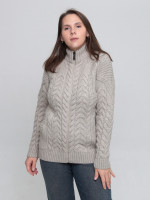 Светр жіночий світло-бежевий вовняний зимовий на блискавці 230-321-5