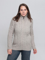Светр жіночий світло-бежевий вовняний зимовий на блискавці 230-321-5