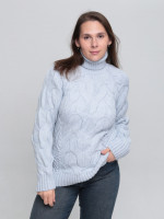 Светр жіночий блакитний вовняний зимовий з горлом 230-675-5