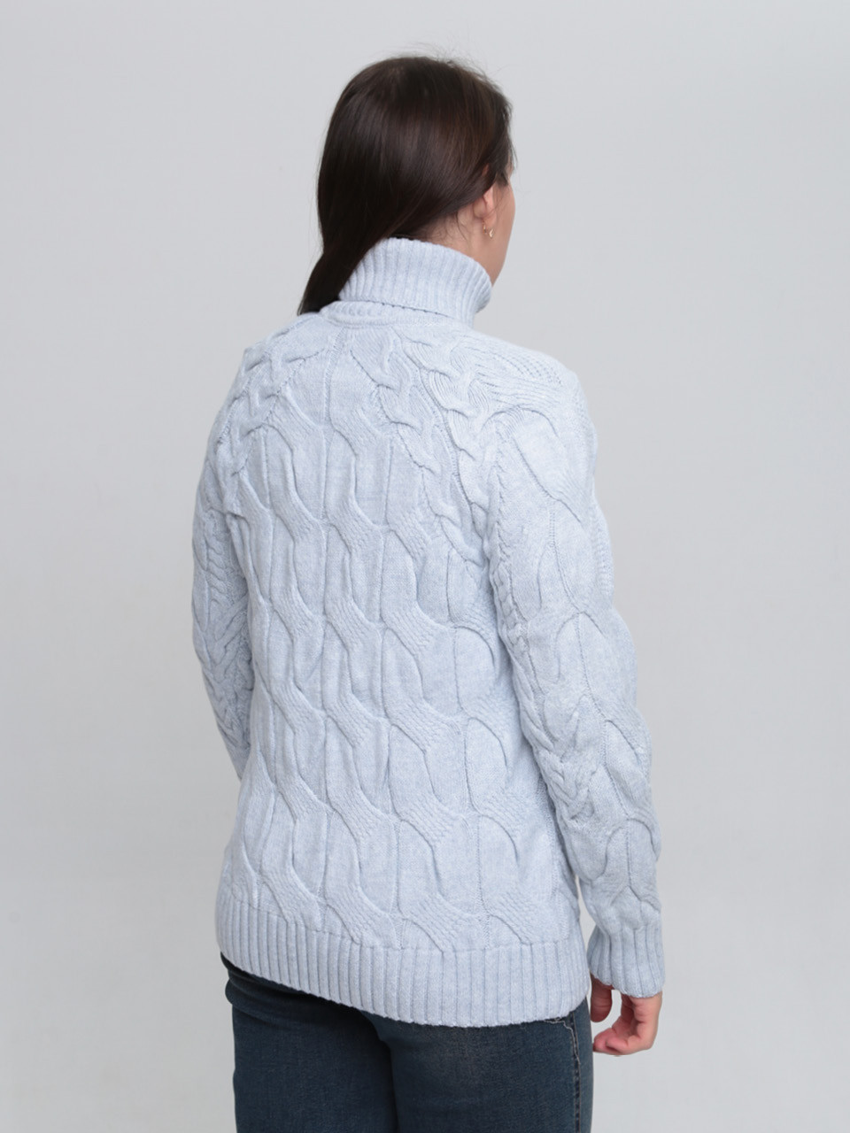 Светр жіночий блакитний вовняний зимовий з горлом 230-675-5