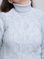 Светр жіночий блакитний вовняний зимовий з горлом 230-675-5