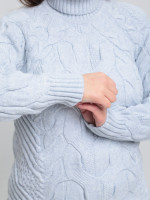 Светр жіночий блакитний вовняний зимовий з горлом 230-675-5