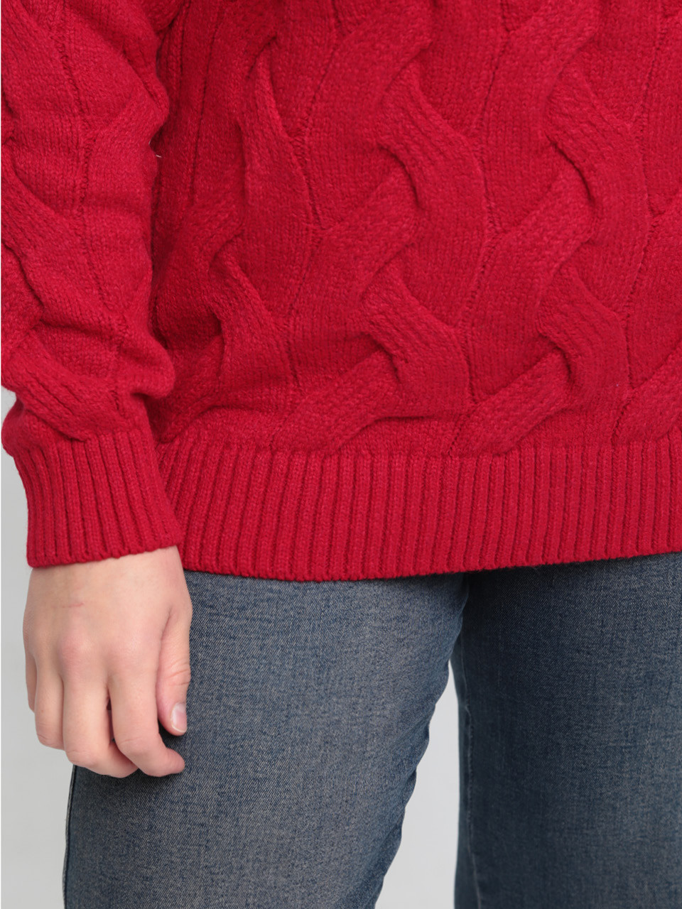 Светр жіночий червоний вовняний зимовий з горлом 230-519-8