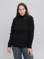 Свитер женский черный шерстяной зимний с горлом 230-658-4