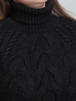 Свитер женский черный шерстяной зимний с горлом 230-658-4