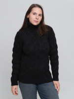 Свитер женский черный шерстяной зимний с горлом 230-658-4