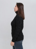 Свитер женский черный шерстяной зимний с горлом 230-658-4