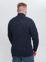 Свитер мужской темно-синий шерстяной горло на молнии большие размер 230-B-522/2-1
