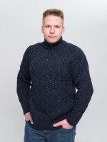 Свитер мужской темно-синий шерстяной горло на молнии большие размер 230-B-522/2-1
