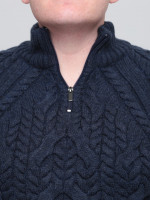 Свитер мужской темно-синий шерстяной горло на молнии большие размер 230-B-522/2-1