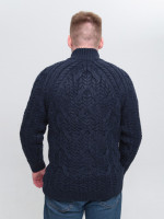 Свитер мужской темно-синий шерстяной горло на молнии большие размер 230-B-522/2-1