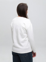 Жіночий лонгслів білий вільний з принтом 529-2