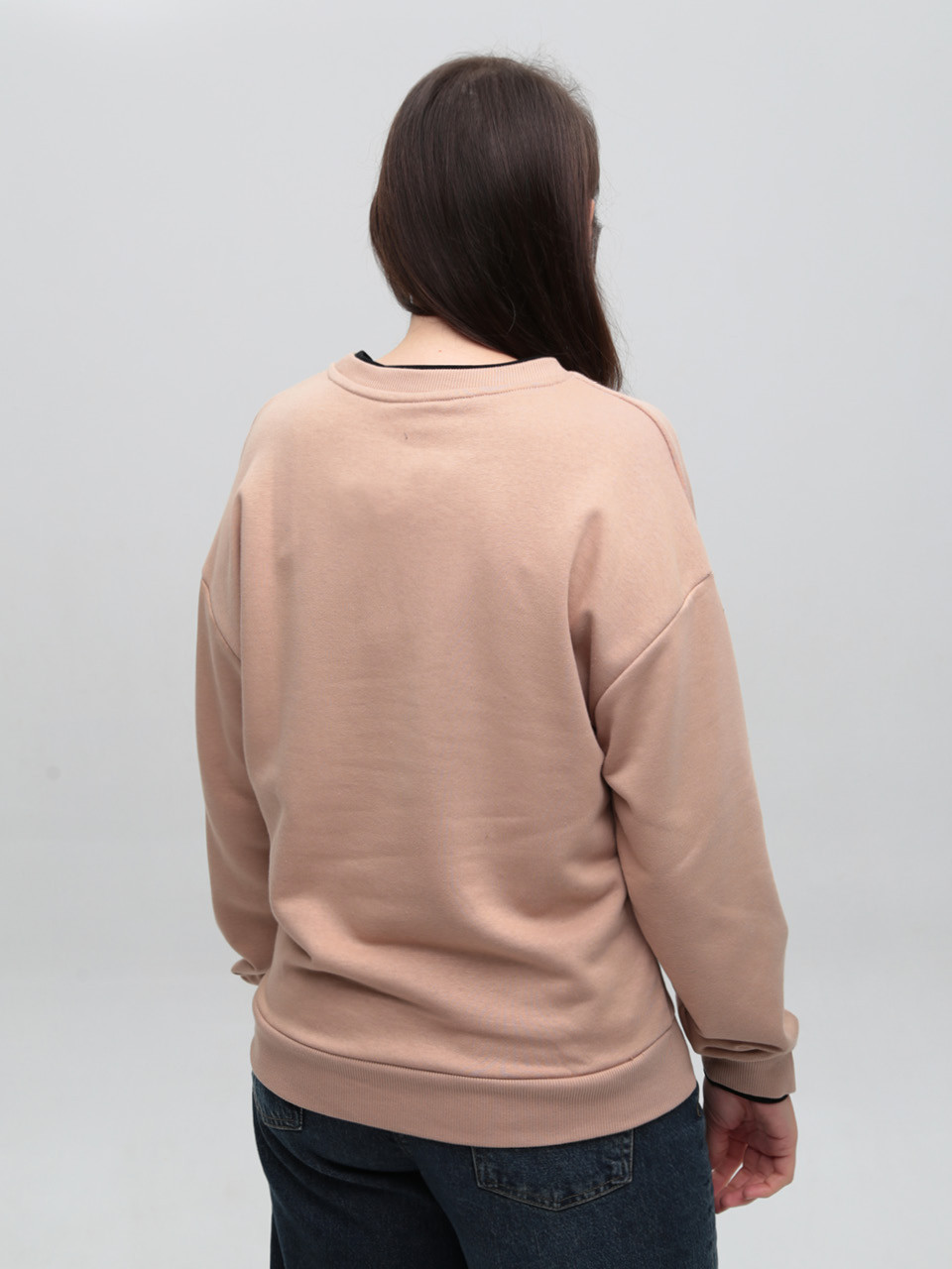 Світшот бежевий жіночий вільний з котом 537-7