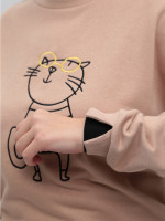 Світшот бежевий жіночий вільний з котом 537-7