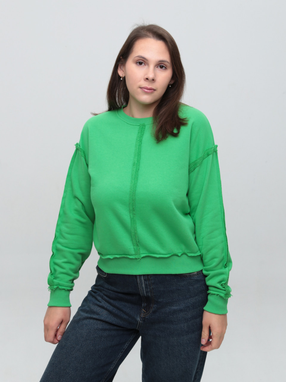 Світшот жіночий зелений укорочений 503-3