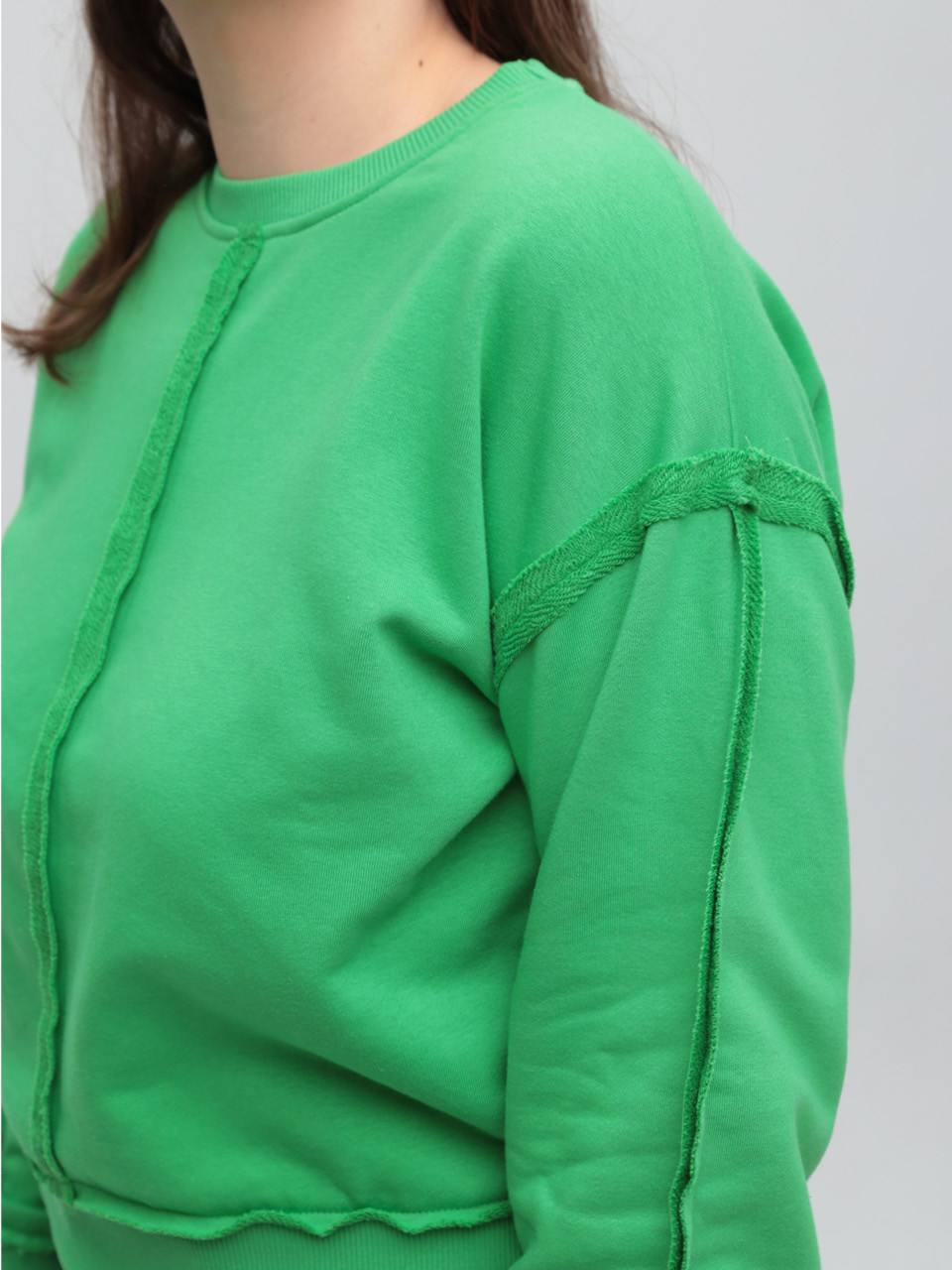 Світшот жіночий зелений укорочений 503-3