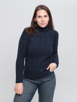 Жіночий светр темно-синій вовняний з горлом 130-147/1-2