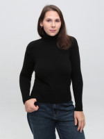 Свитер женский черный с горлом 0500-1