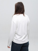 Жіночий лонгслів білий з принтом вільний 522-2-T