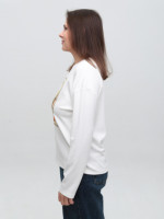Жіночий лонгслів білий з принтом вільний 522-2-T