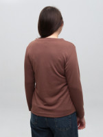 Жіночий лонгслів коричневий з принтом прямий з мисом 543-5-V