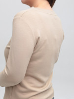 Жіночий лонгслів бежевий з принтом прямий з мисом 544-7