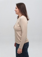 Жіночий лонгслів бежевий з принтом прямий з мисом 544-7