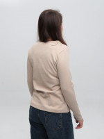 Жіночий лонгслів бежевий з принтом прямий 533-7